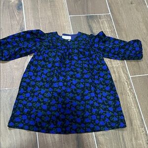 Floral Blue and Black Kids Dress
